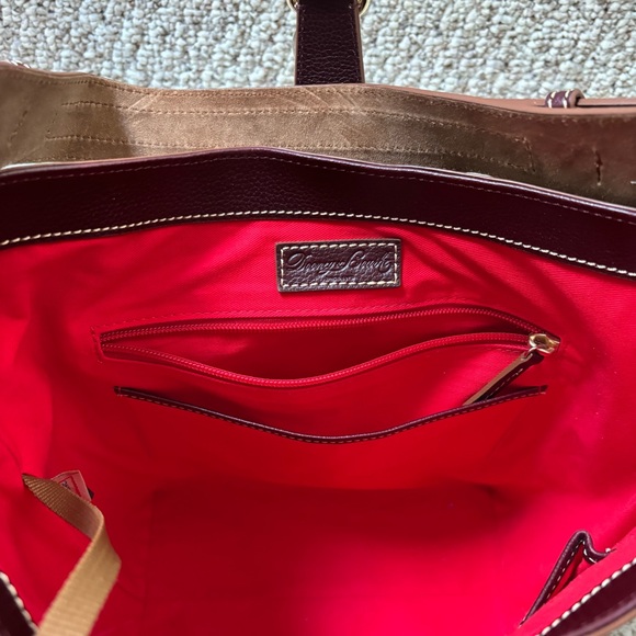 Dooney Burgundy Leather Bucket Bag with Gold Hardware with card wallet - Picture 9 of 16